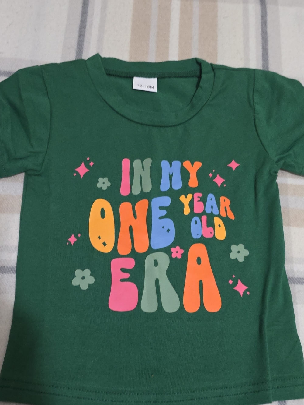 Kids Green Graphic Tee - 'In My One Year Old Era'